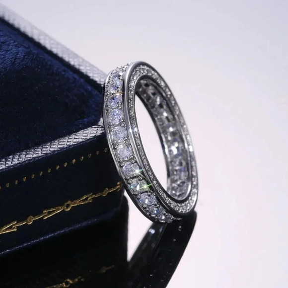 NEW 925 Sterling Silver Diamond Eternity Ring